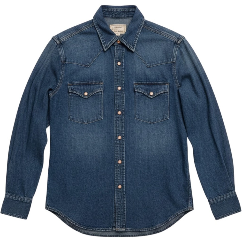 Current/Elliott The Western Shirt Seto Blue Denim Floral Embroidered Front 2